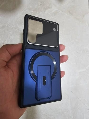Customer photo review of LuxuryKase Hybrid Armour Case | Built-In Foldable Kickstand | Flip Camera Lens Protection Frame Design | MagSafe Compatible | Rugged PC & TPU Cover For iPhone & Samsung Series