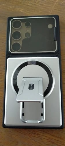 Customer photo review of LuxuryKase Hybrid Armour Case | Built-In Foldable Kickstand | Flip Camera Lens Protection Frame Design | MagSafe Compatible | Rugged PC & TPU Cover For iPhone & Samsung Series