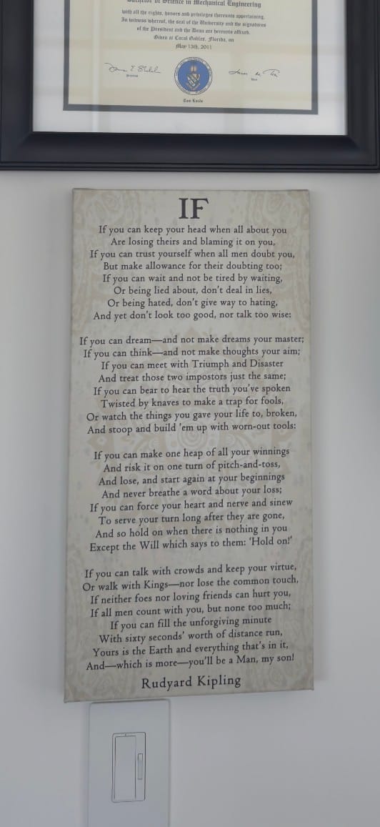 Customer photo review of If Poem Canvas Wall Art | Rudyard Kipling Inspirational Graduation Gift