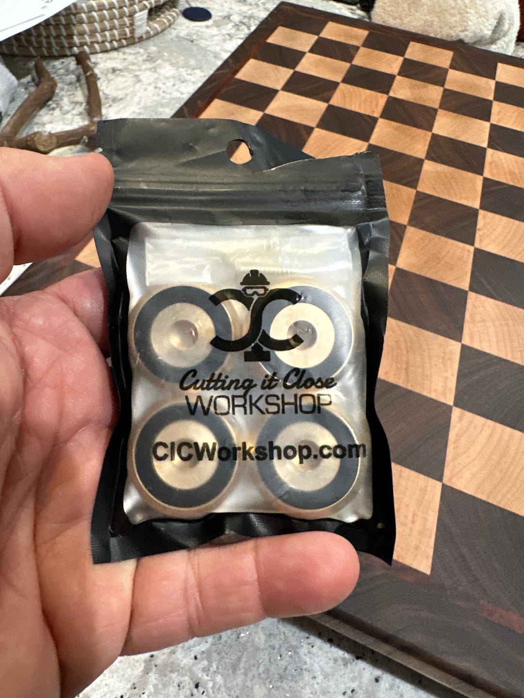 Customer photo review of Premium Cutting Board Feet - Brass/Stainless Steel/Copper