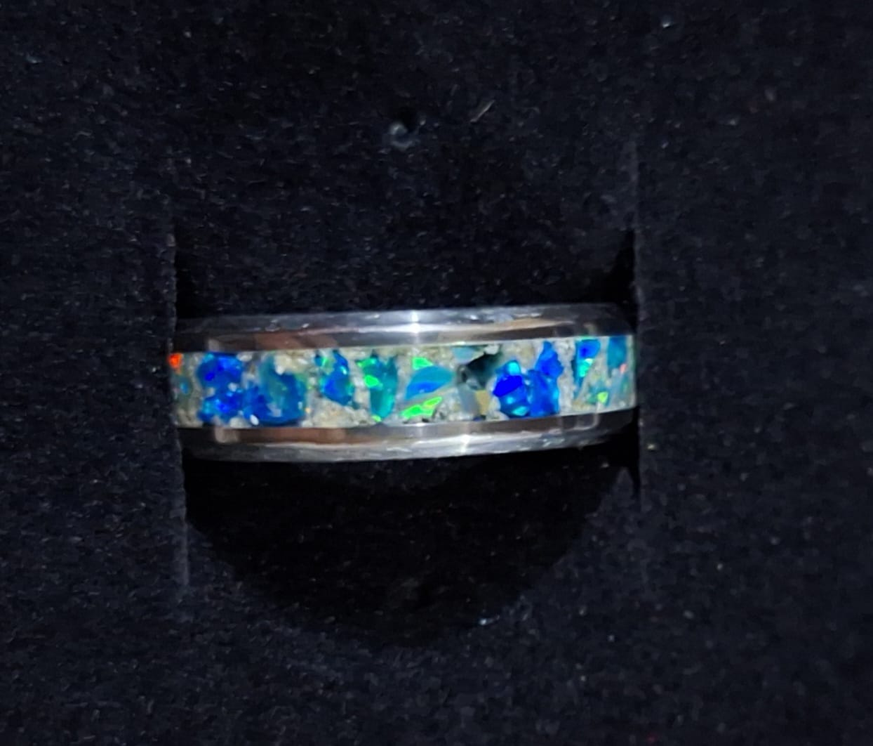 Customer photo review of Titanium Ring with Cremation Ashes