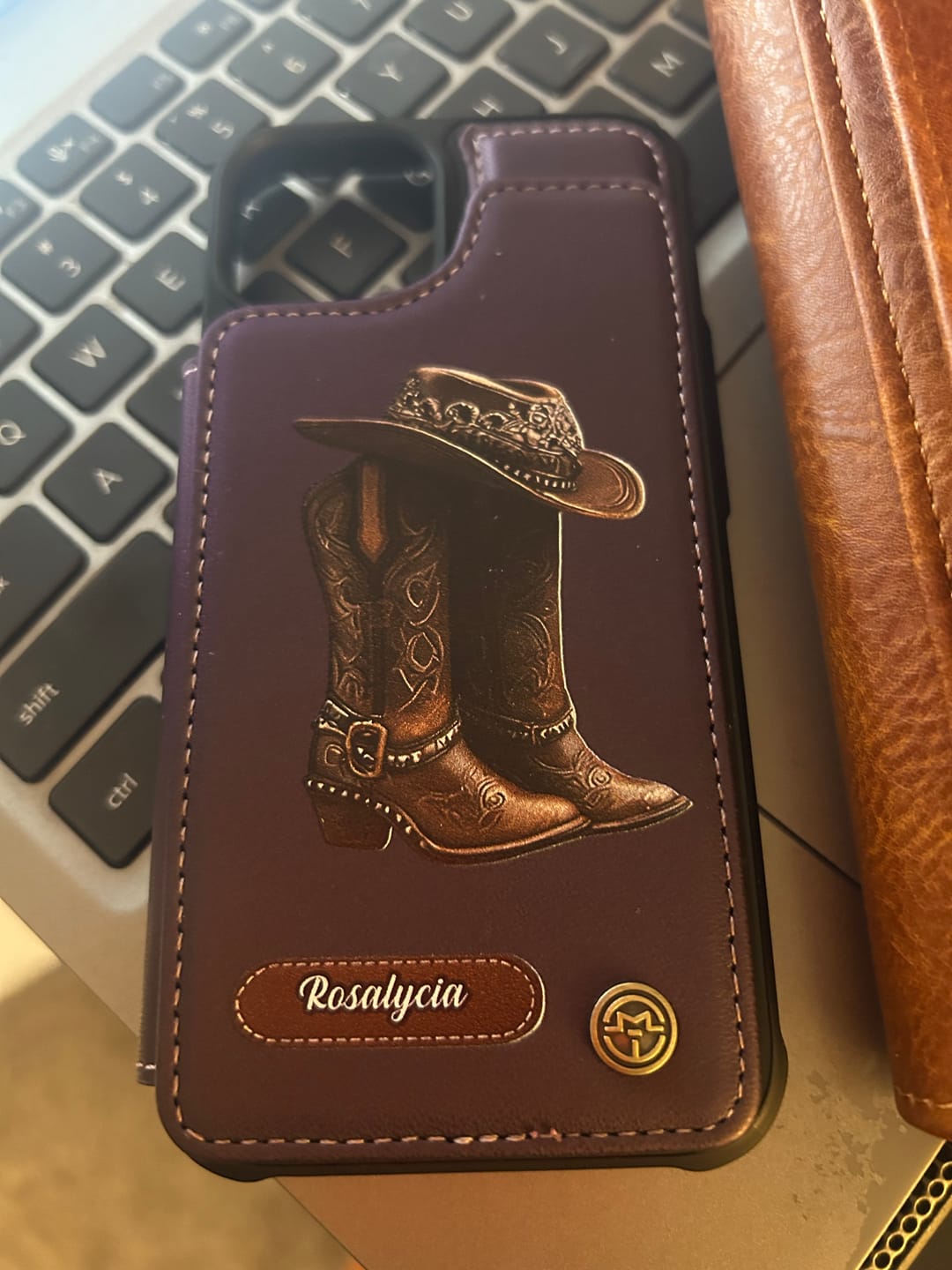 Customer photo review of Western Spirit - Cowgirl Boots Personalized Leather Wallet Phone Case