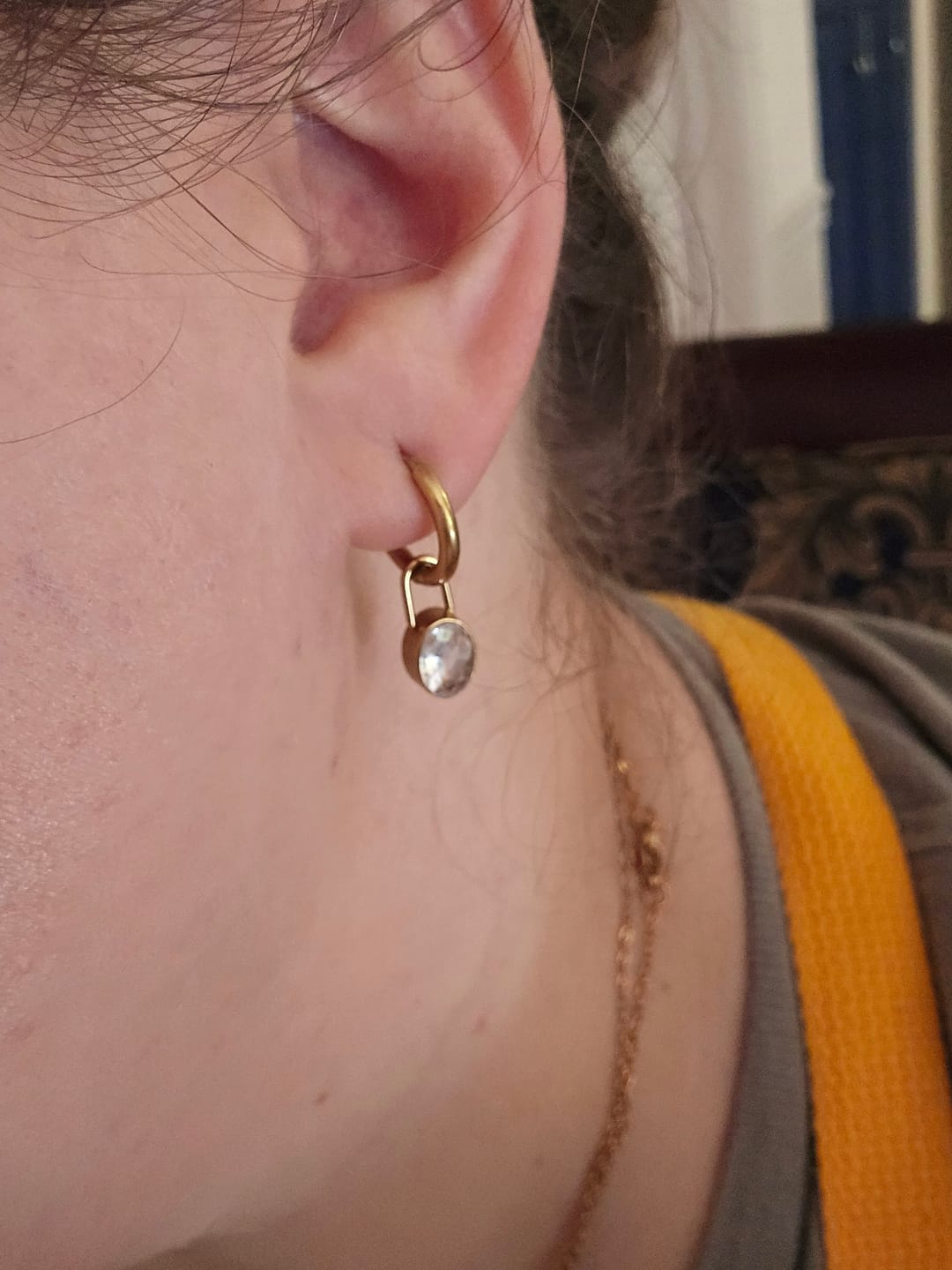 Customer photo review of Diamond Lock Earrings (Bundle)