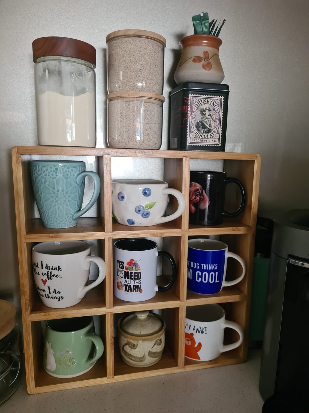 Customer photo review of Coffee Tea Mug Cup Display Shelf (9 Cube)