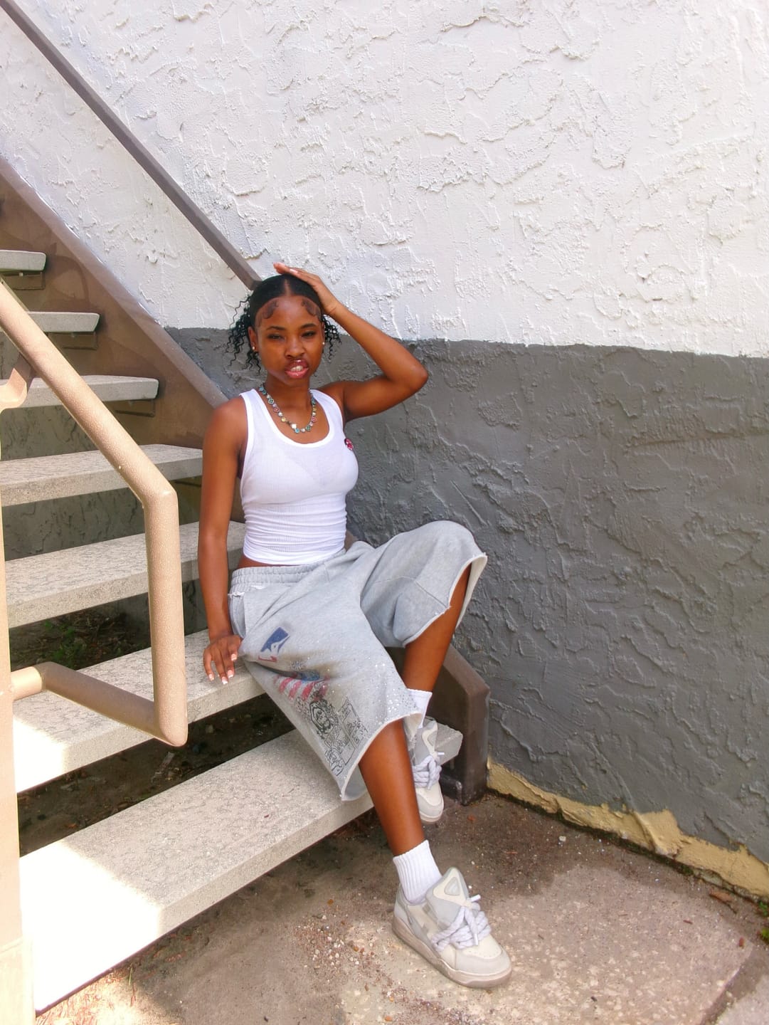 Customer photo review of Bling Distressed Sweat Shorts-578