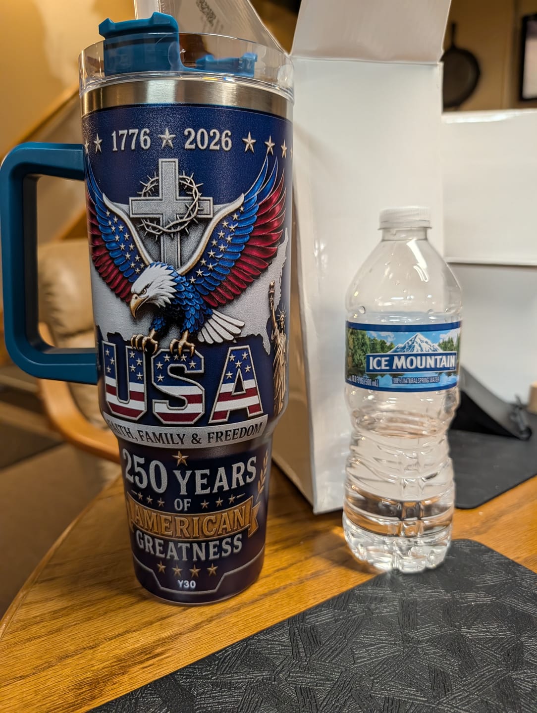 Customer photo review of Personalized 250 Years Of American Eagle Cross 40oz Insulated Tumbler