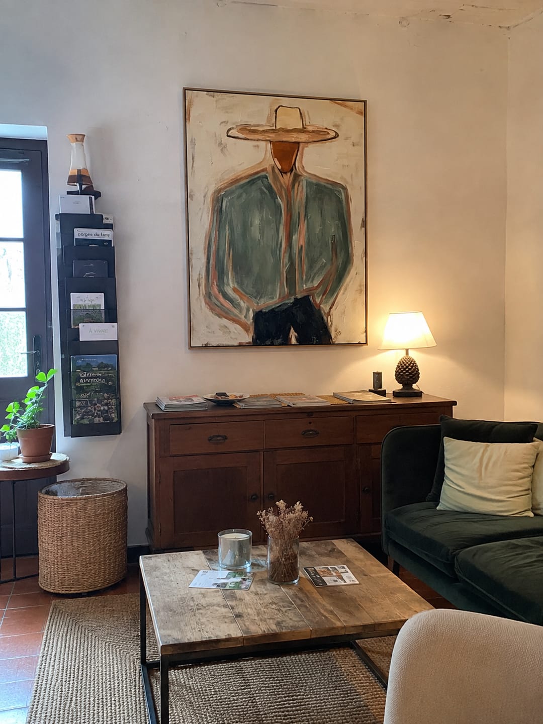 Customer photo review of "Warm Desert Cowboy" – Expressive Sculptural Art | 3D Layered Sage Green & Ochre Canvas | Luxury Vertical Wall Art #PE 010