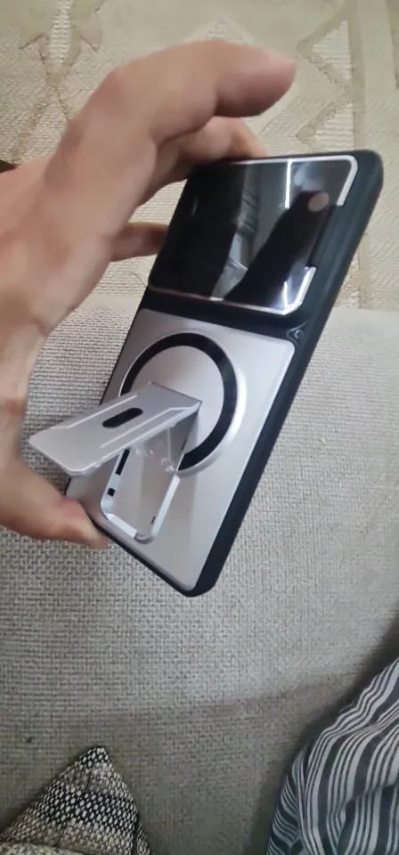 Customer photo review of LuxuryKase Hybrid Armour Case | Built-In Foldable Kickstand | Flip Camera Lens Protection Frame Design | MagSafe Compatible | Rugged PC & TPU Cover For iPhone & Samsung Series