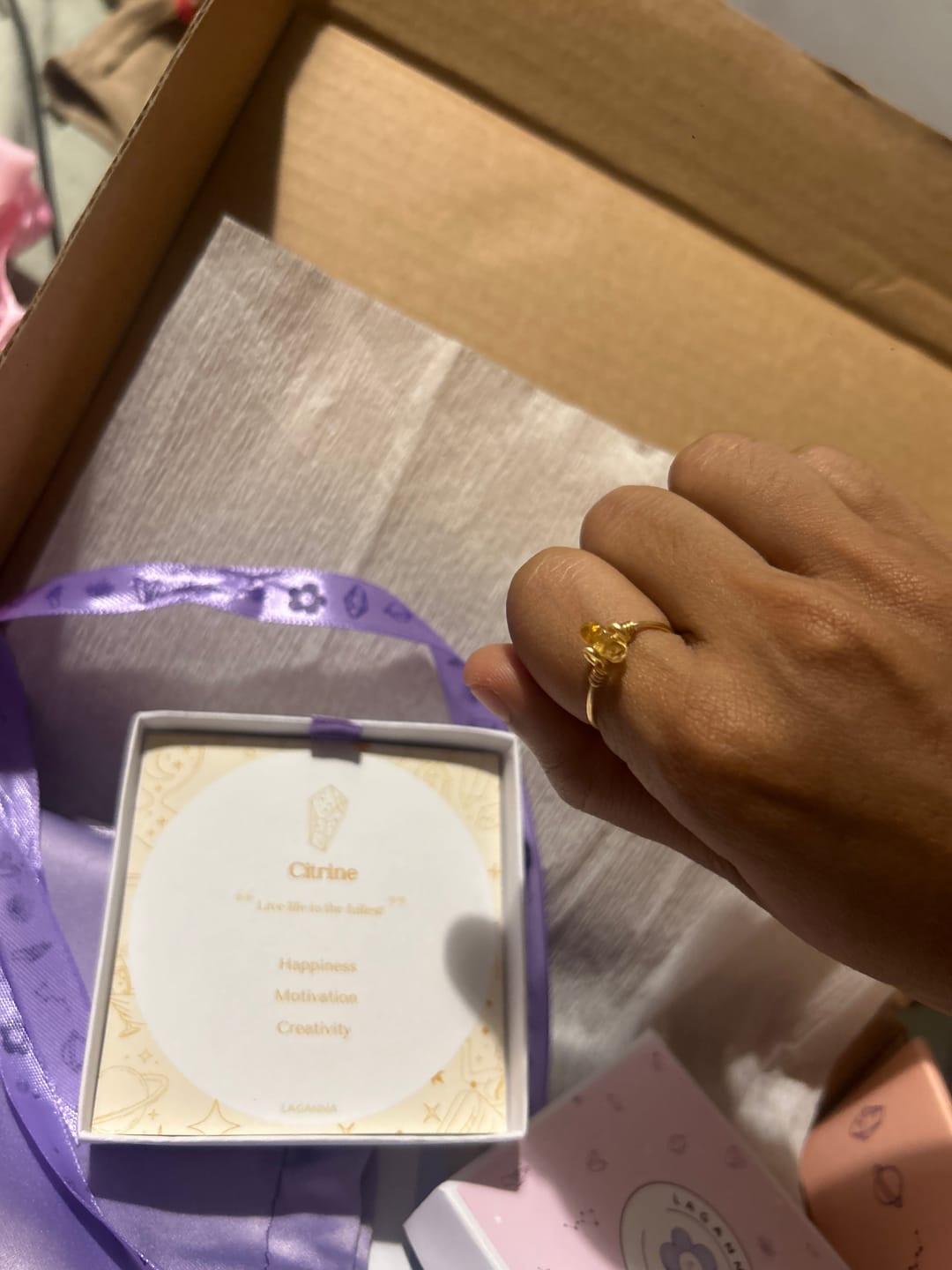 Customer photo review of Dainty Irregular Citrine Ring