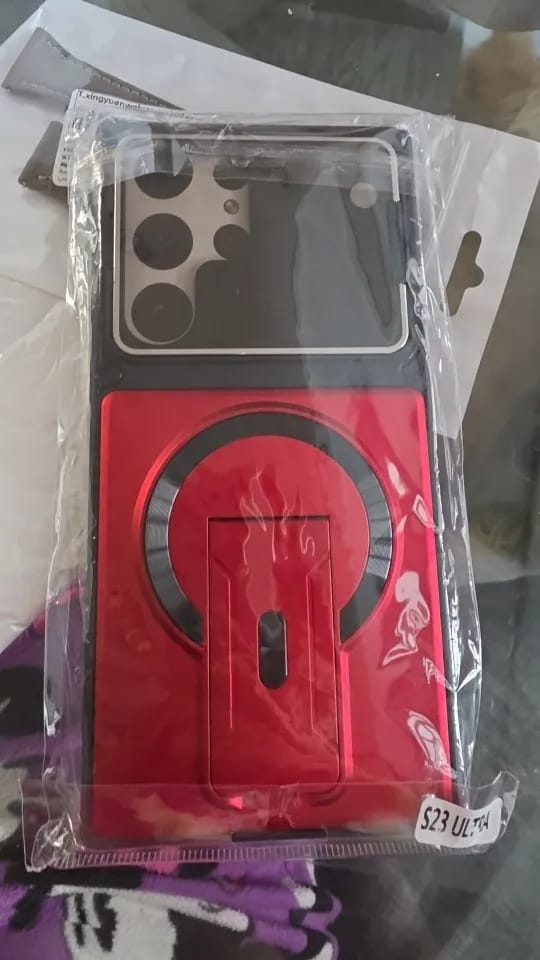 Customer photo review of LuxuryKase Hybrid Armour Case | Built-In Foldable Kickstand | Flip Camera Lens Protection Frame Design | MagSafe Compatible | Rugged PC & TPU Cover For iPhone & Samsung Series
