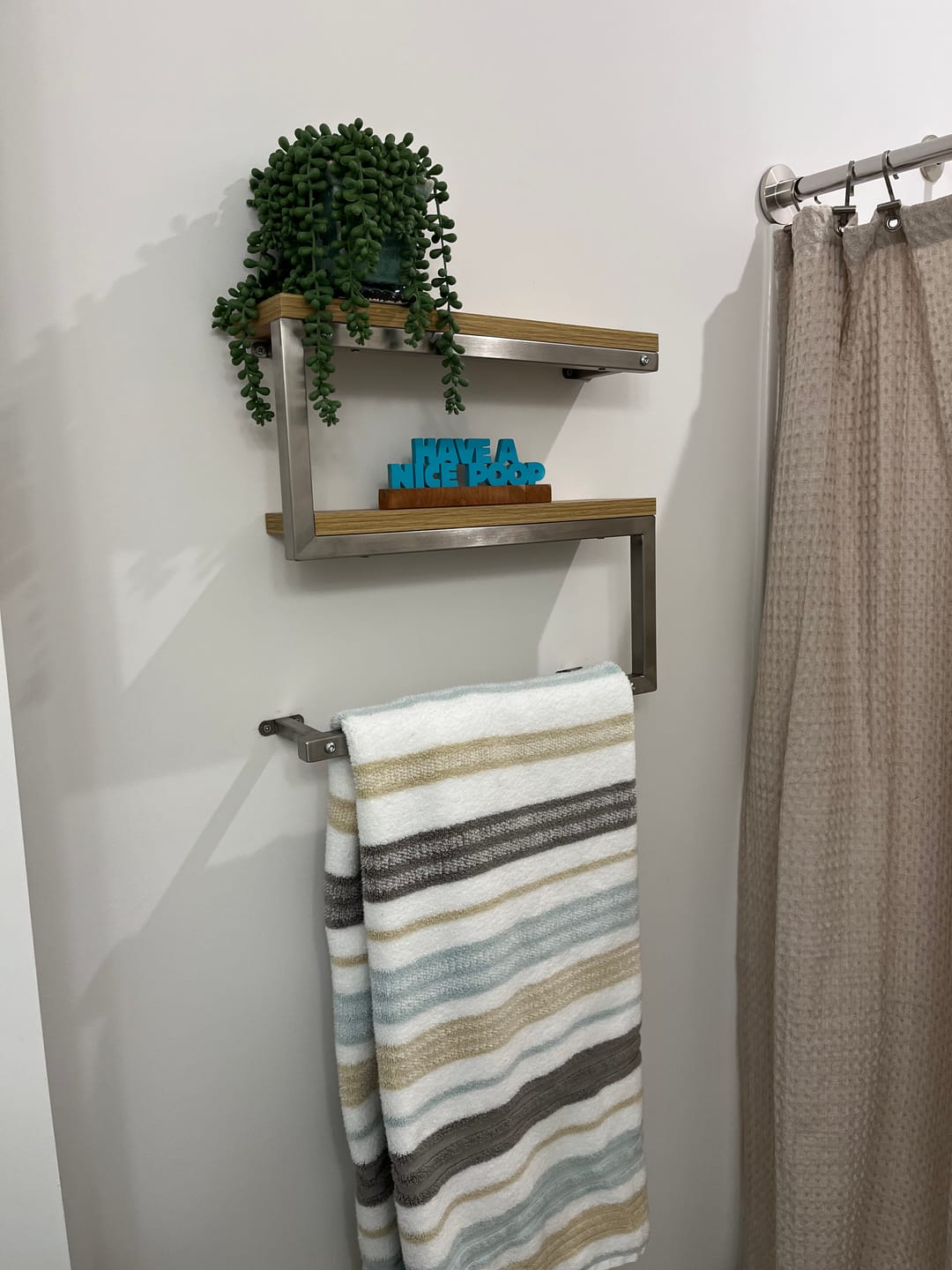 Customer photo review of Wall Mounted 2-Tier Towel Shelf with Towel Bar