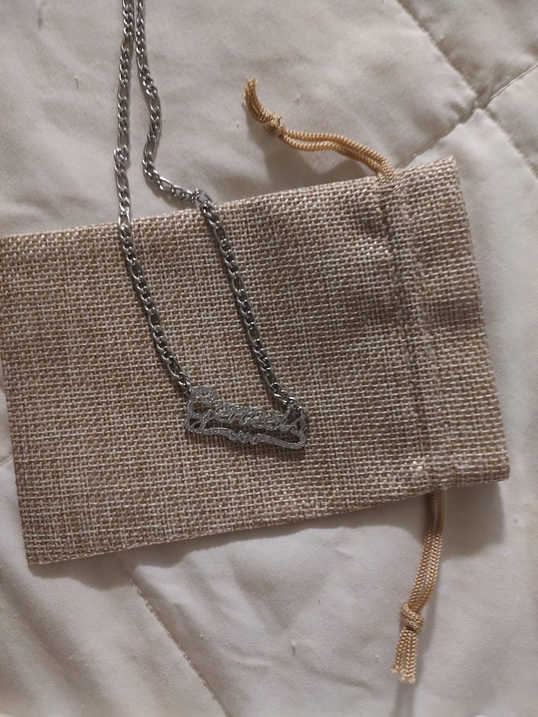 Customer photo review of Kids Diamond Cut Heart Name Necklace