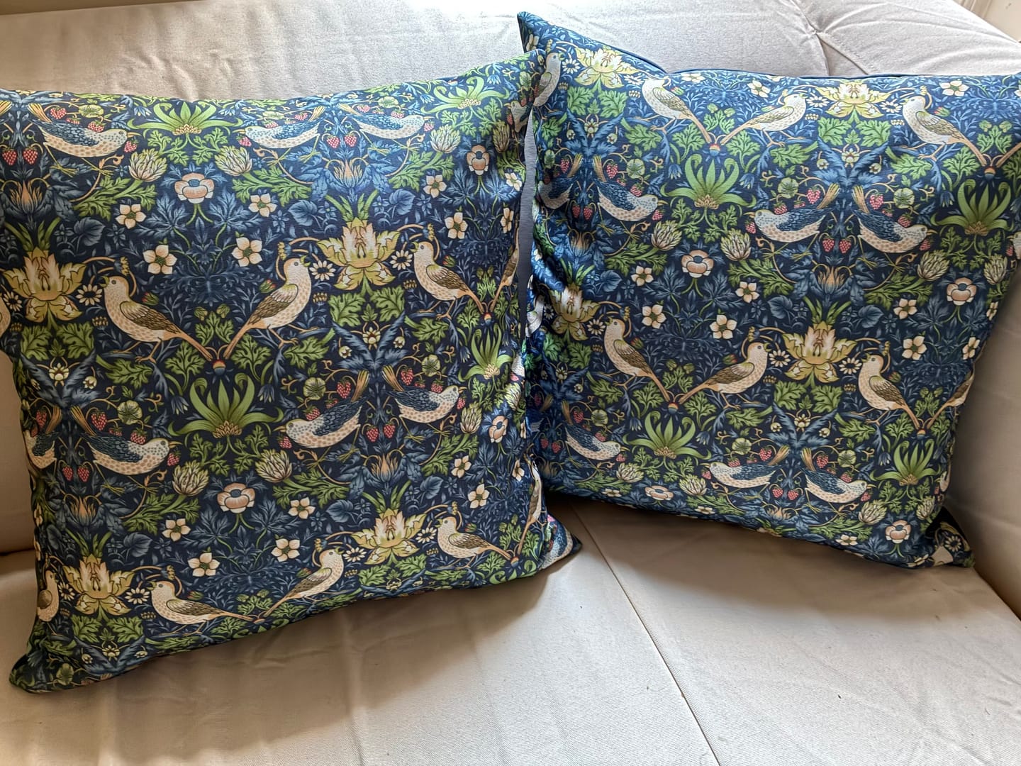 Customer photo review of William Morris Garden Birds Water Resistant Fabric