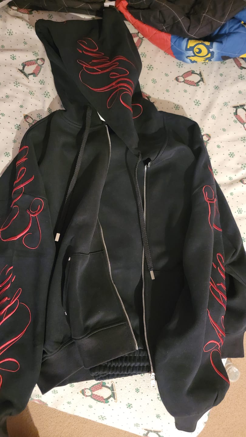 Customer photo review of Aelfric Eden Boxy Script Embroidery Hoodie Sets