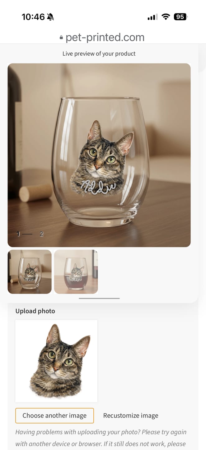 Customer photo review of Watercolor Portrait - Personalized Wine Glass