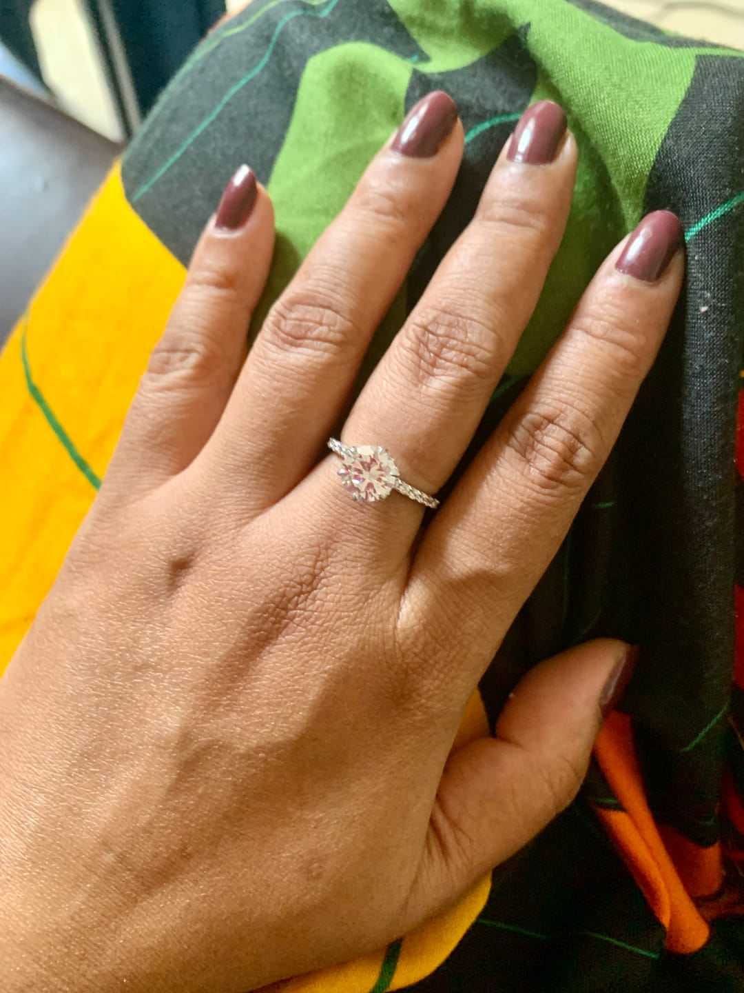 Customer photo review of 2Ct Blossom Round Solitaire Silver Ring
