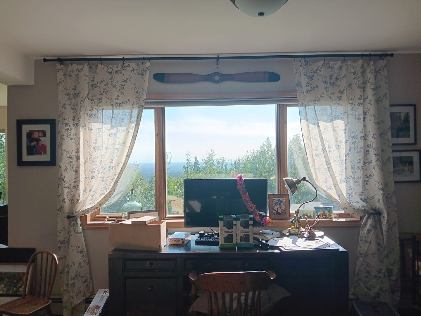 Customer photo review of Vine Blossom Linen Blend Curtains (2 Panels)