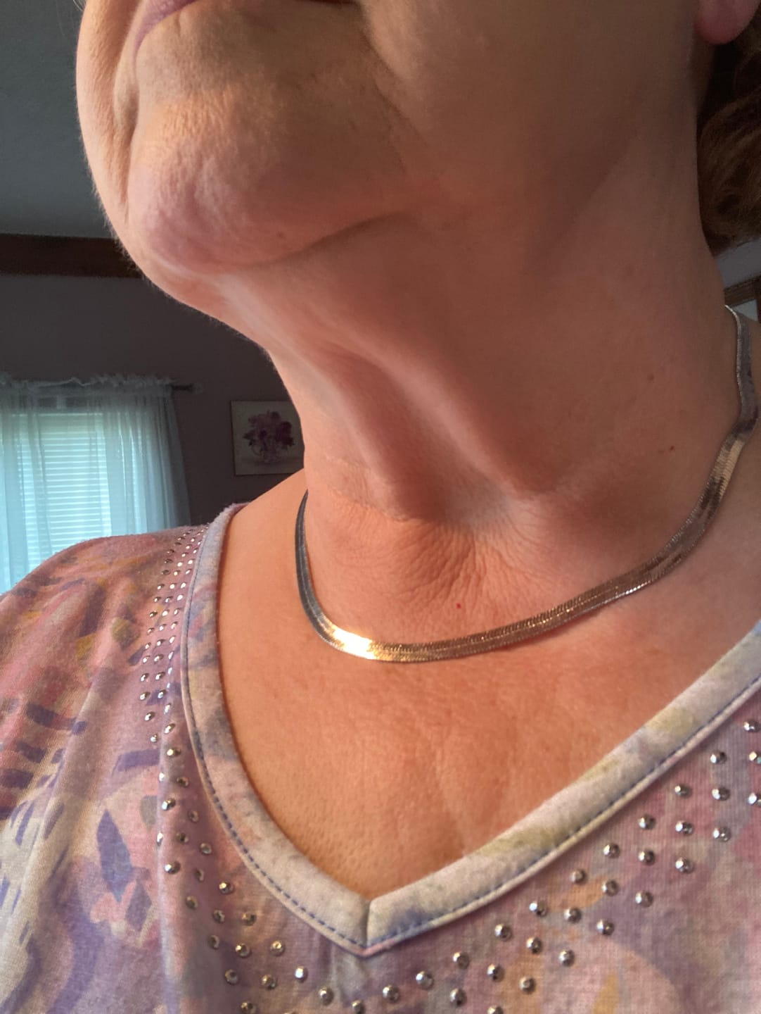 Customer photo review of Delayne 18k White Gold Plated Stacking Necklace Chain