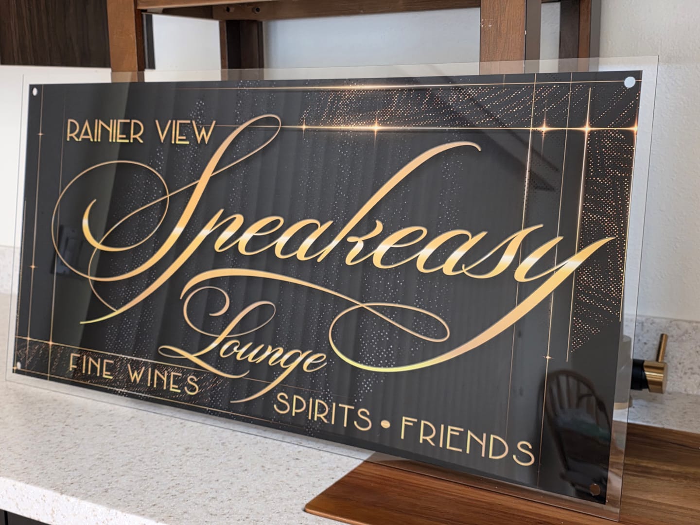 Customer photo review of Speakeasy Lounge Wall Decor Sign | Gold Script | Cocktails Bar