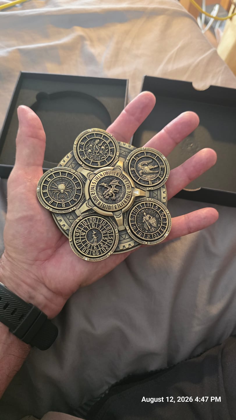 Customer photo review of [NEW] Masters Dice Sigil #001 - The Array | 7-in-1 Planetary Spinner DND Dice