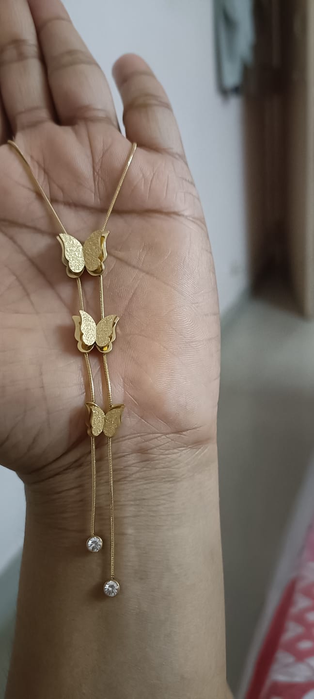 Customer photo review of Butterfly Long Chain Necklace