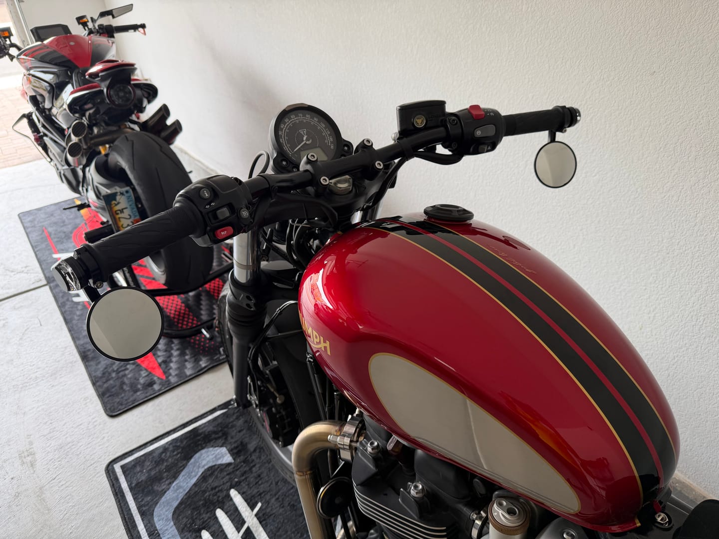 Customer photo review of Brogue Moto 3" Convex Classic Bar-End Mirror – Fits 1" & 7/8" Handlebars