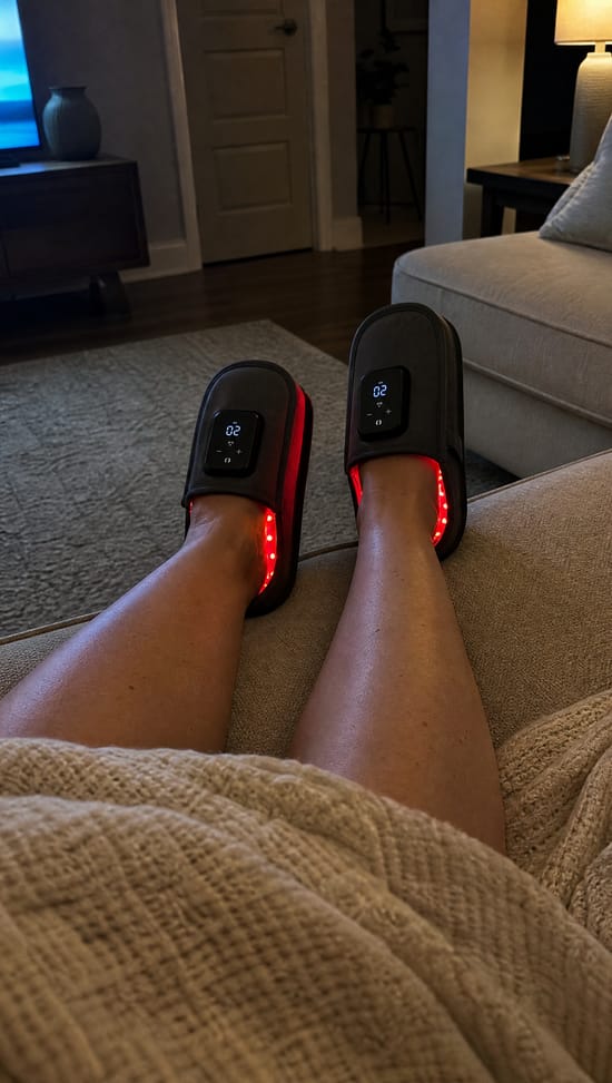 Customer photo review of Theraglow™ Red Light Slippers