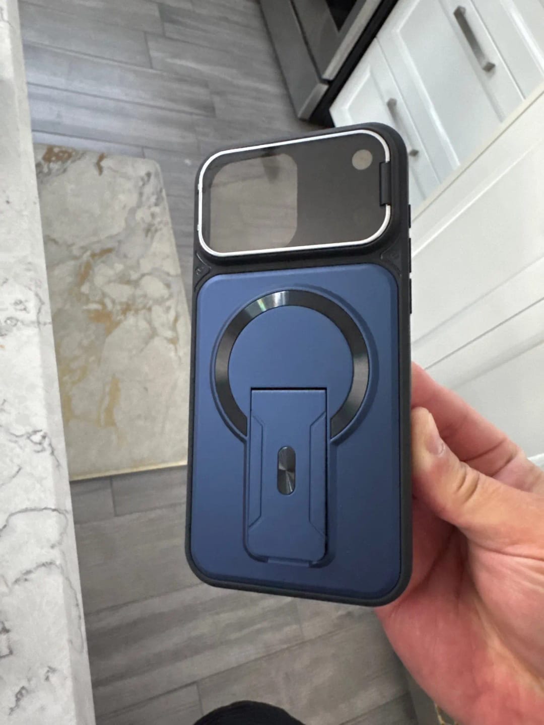 Customer photo review of LuxuryKase Hybrid Armour Case | Built-In Foldable Kickstand | Flip Camera Lens Protection Frame Design | MagSafe Compatible | Rugged PC & TPU Cover For iPhone & Samsung Series