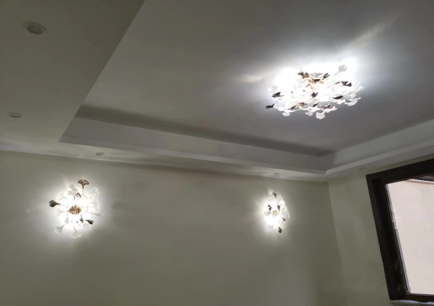Customer photo review of Gingko Ceramic Leaf Ceiling Lamp, Flush-Mount Rotating Disc, 5 Sizes