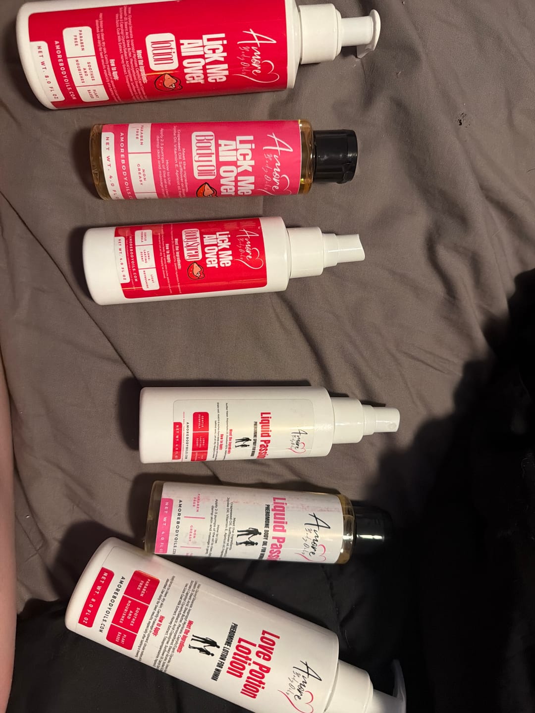 Customer photo review of Lick Me All Over - Body Oil + Lotion + Body Spray Bundle