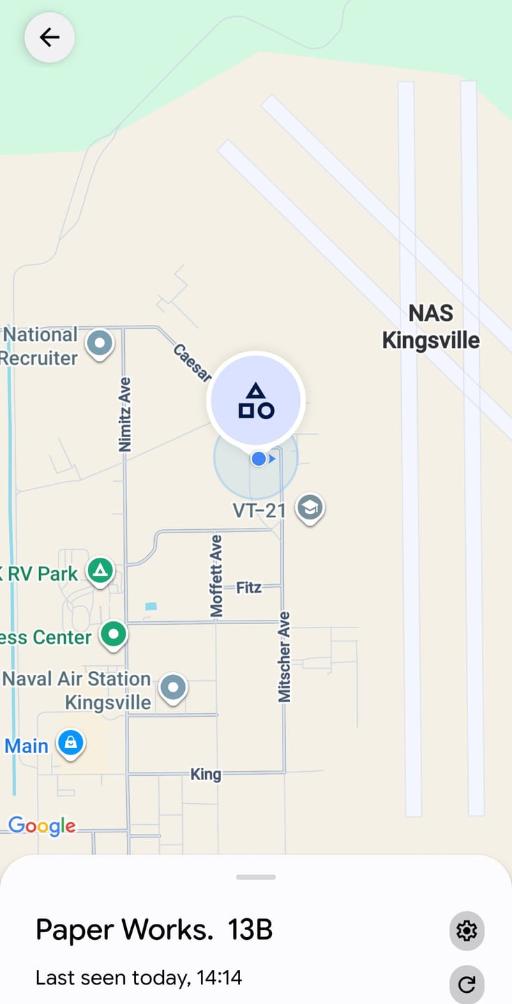 Customer photo review of Wallet Finder Card (Google)