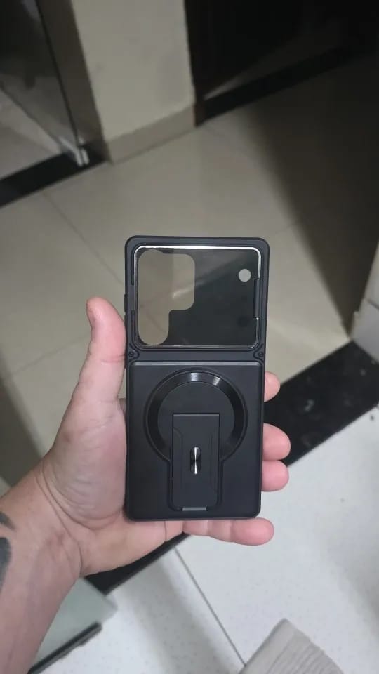 Customer photo review of LuxuryKase Hybrid Armour Case | Built-In Foldable Kickstand | Flip Camera Lens Protection Frame Design | MagSafe Compatible | Rugged PC & TPU Cover For iPhone & Samsung Series