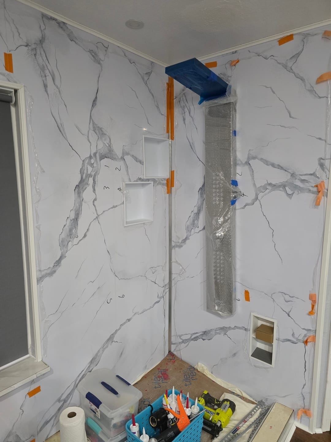 Customer photo review of White Carrara Marble Wall Panel 96" X 48"