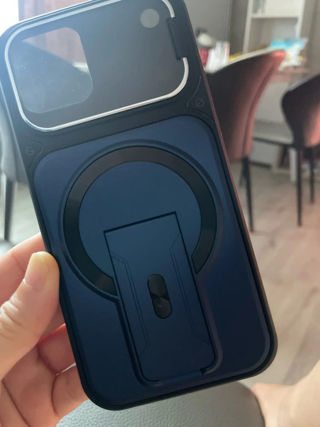 Customer photo review of LuxuryKase Hybrid Armour Case | Built-In Foldable Kickstand | Flip Camera Lens Protection Frame Design | MagSafe Compatible | Rugged PC & TPU Cover For iPhone & Samsung Series