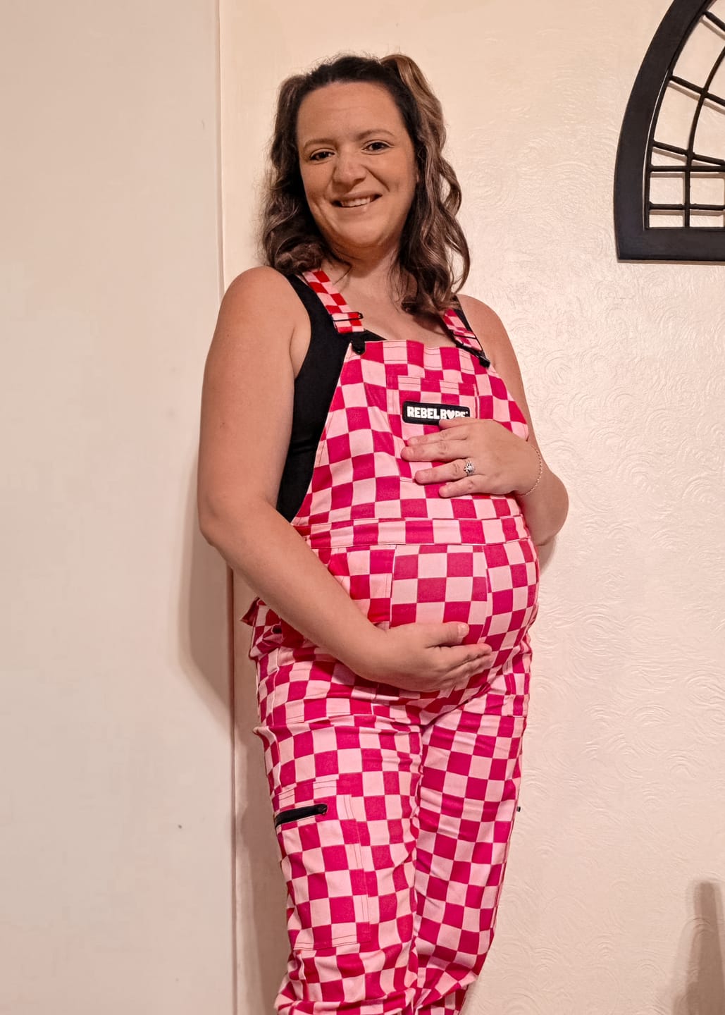 Customer photo review of Women's Overall in Bubble Gum Checkered