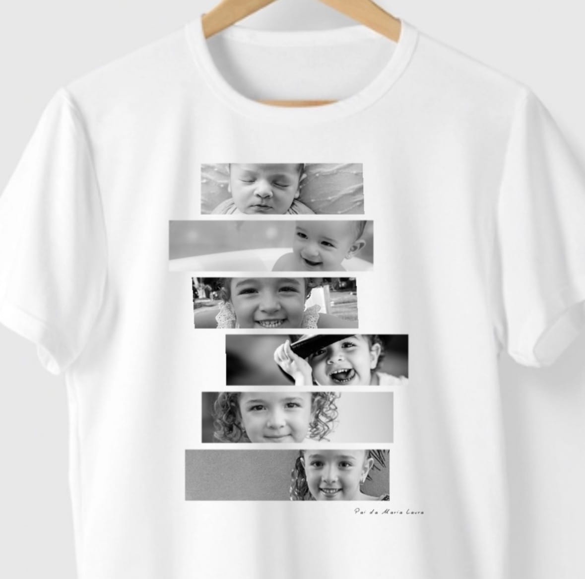 Customer photo review of Camiseta Personalizada OLHARES DOS FILHOS - Algodão Peruano