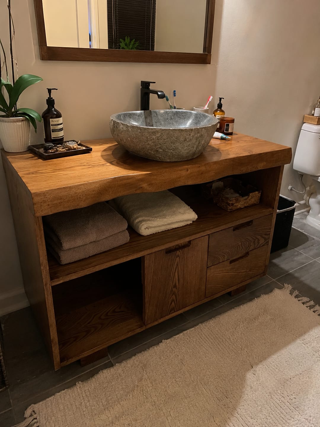 Customer photo review of Live Edge Corner Floating Shelves Solid Wood Wall Mounted Storage
