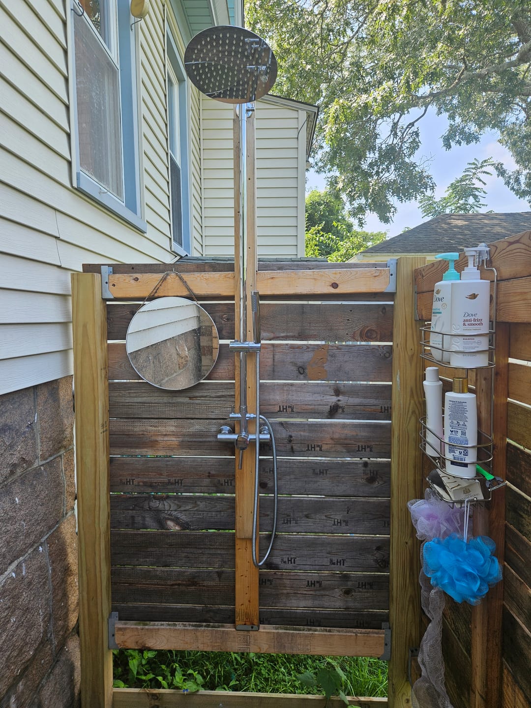 Customer photo review of Dua-Function Outdoor Shower with Handheld and Rain Showerhead