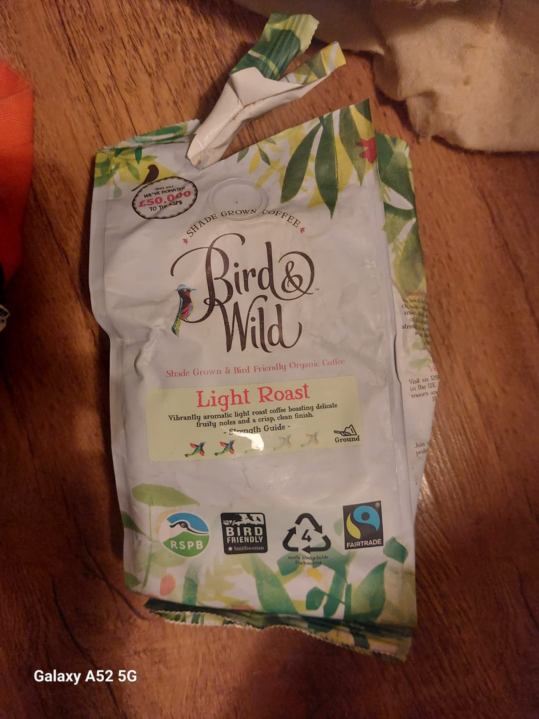 Customer photo review of Light Roast Fairtrade Organic Beans & Ground - 200g, 1kg