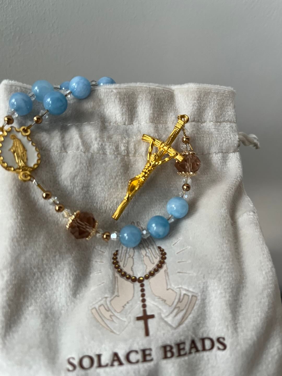 Customer photo review of SolaceBeads Serene Waters Aquamarine Beads Rosary