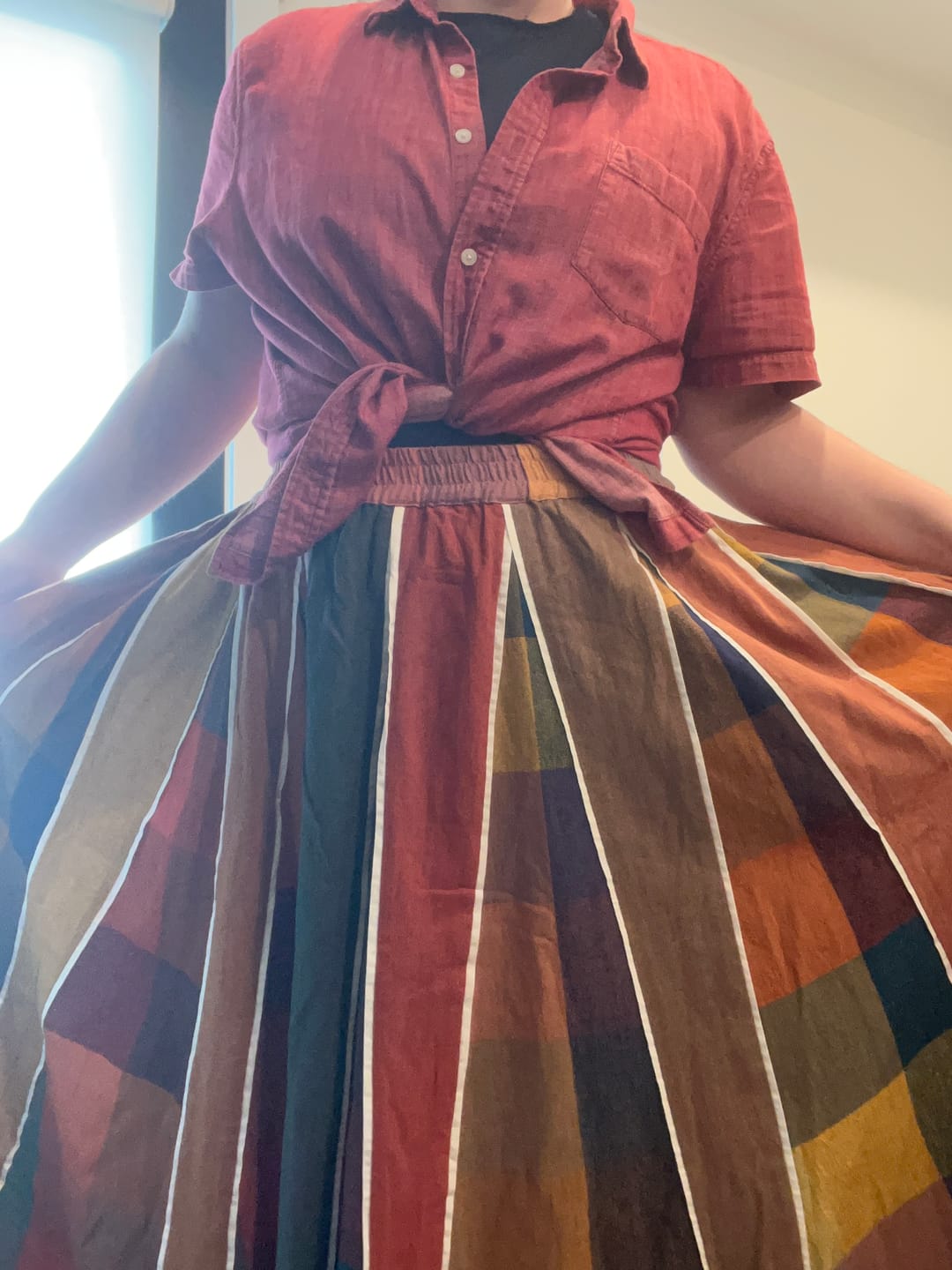 Customer photo review of KATE SKIRT | CONFETTI CHEX X STRIPES