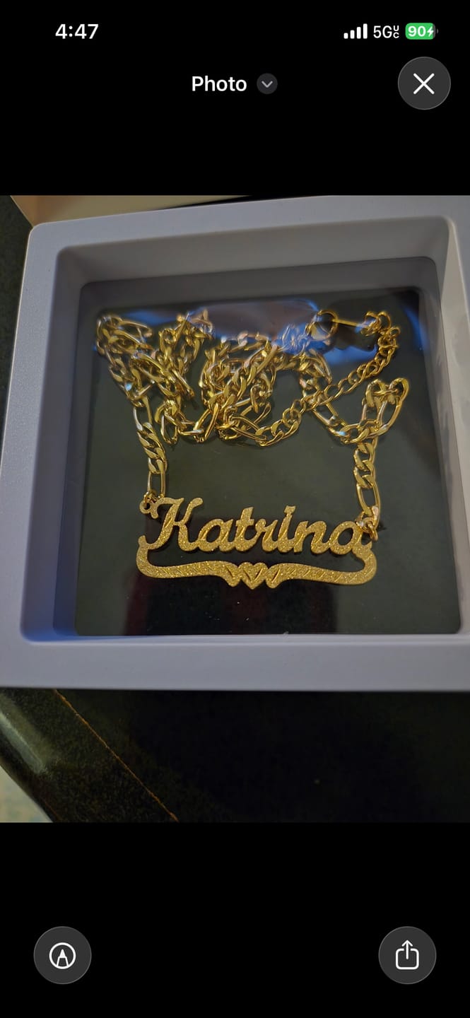 Customer photo review of Diamond Cut Heart Name Necklace