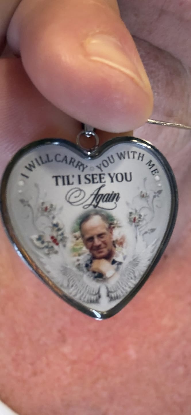 Customer photo review of Custom Photo Memorial Necklace/Keychain "I Will Carry You With Me” - N001