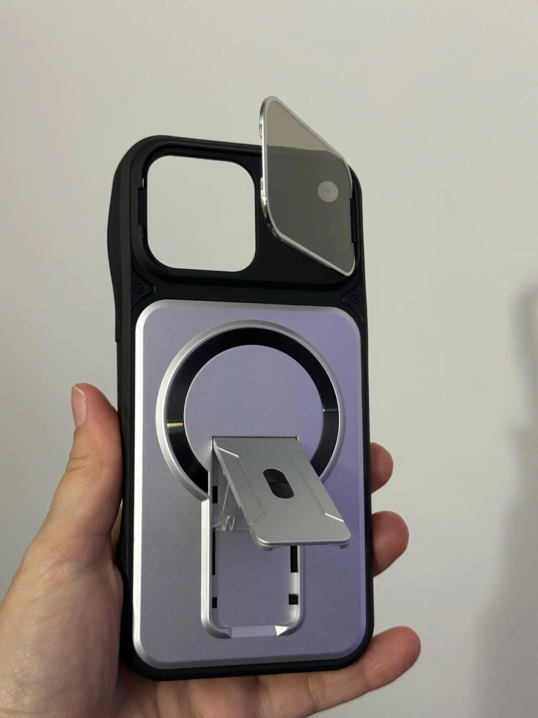 Customer photo review of LuxuryKase Hybrid Armour Case | Built-In Foldable Kickstand | Flip Camera Lens Protection Frame Design | MagSafe Compatible | Rugged PC & TPU Cover For iPhone & Samsung Series
