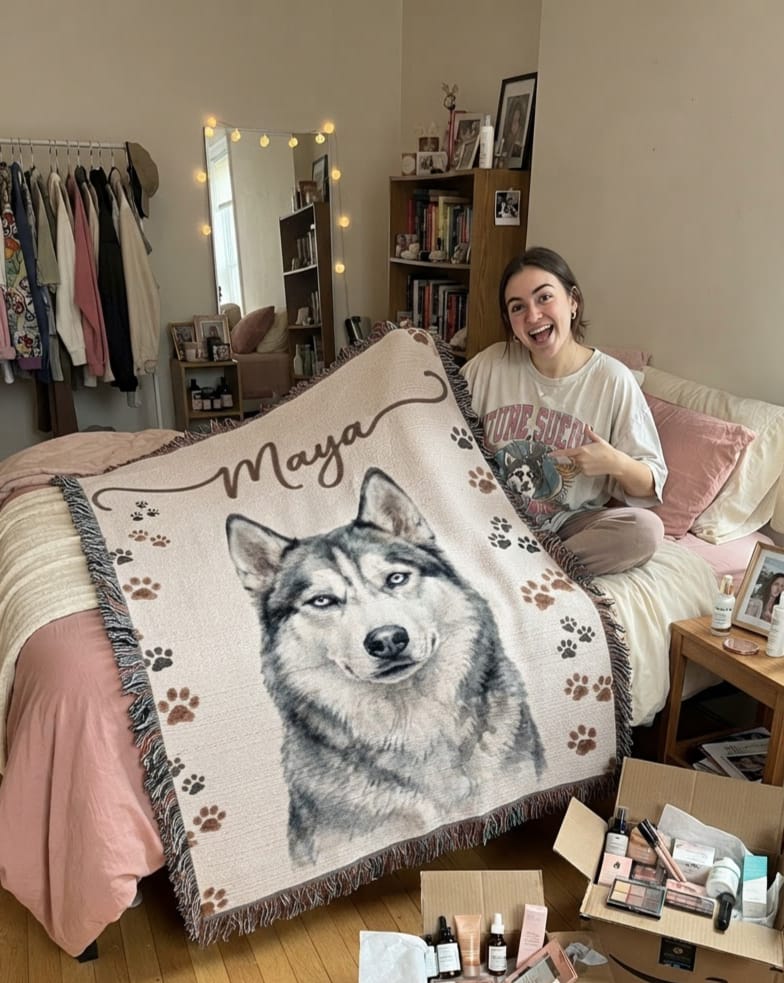 Customer photo review of The Eternal Hug Blanket
