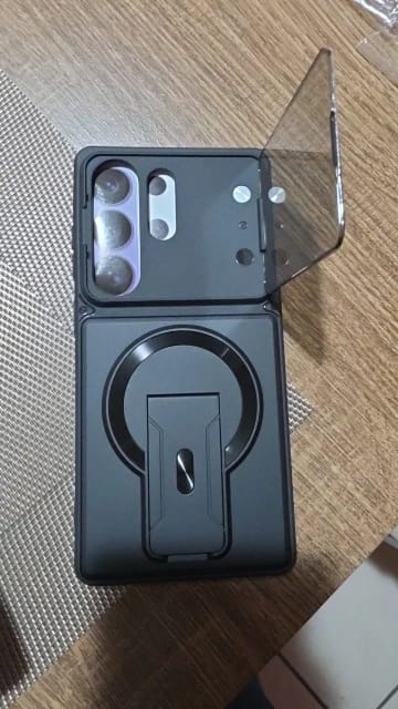 Customer photo review of LuxuryKase Hybrid Armour Case | Built-In Foldable Kickstand | Flip Camera Lens Protection Frame Design | MagSafe Compatible | Rugged PC & TPU Cover For iPhone & Samsung Series
