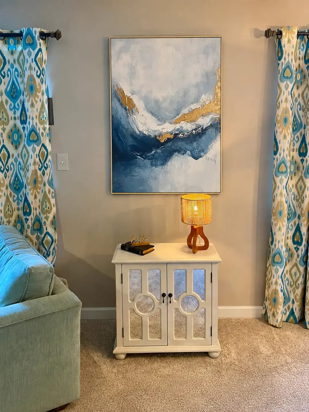 Customer photo review of Azure Gold Tide Abstract Wall Art