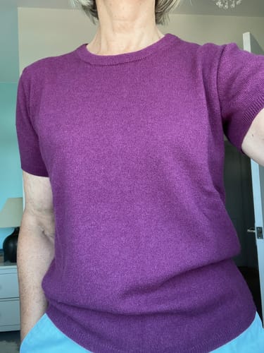 Customer photo review of Brand New Mulberry Purple Cashmere Crew Neck T-Shirt Small UK 8-10