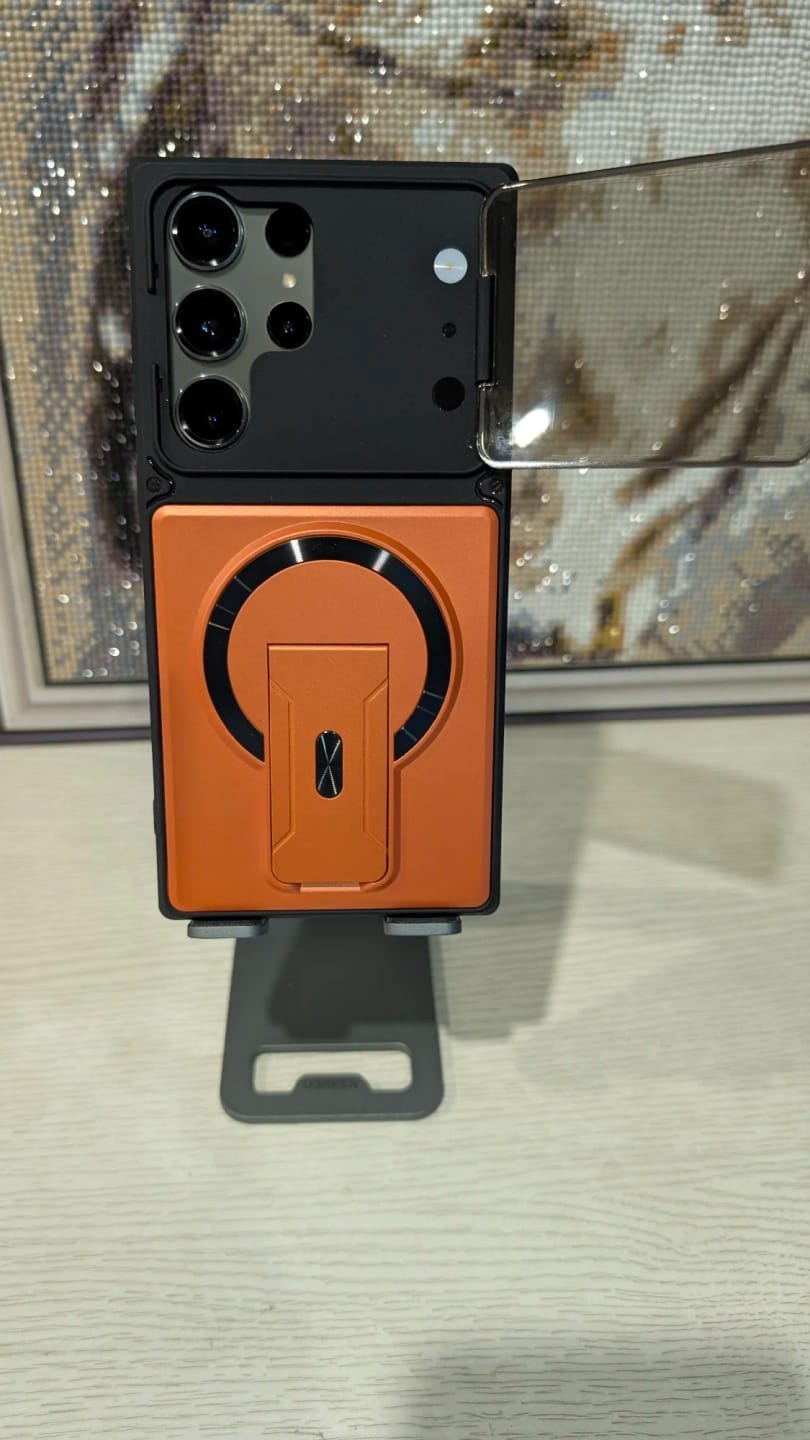 Customer photo review of LuxuryKase Hybrid Armour Case | Built-In Foldable Kickstand | Flip Camera Lens Protection Frame Design | MagSafe Compatible | Rugged PC & TPU Cover For iPhone & Samsung Series