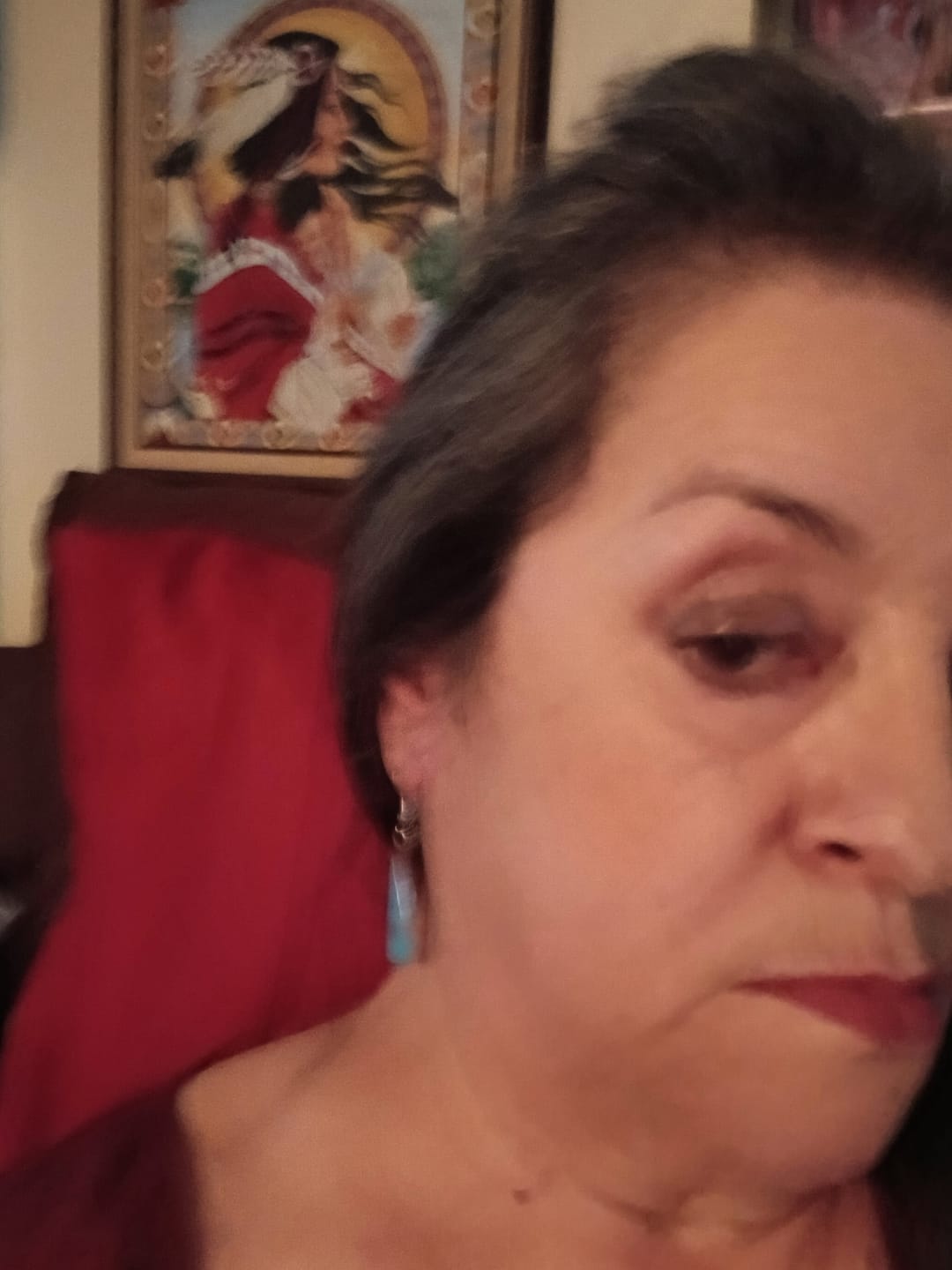 Customer photo review of Mary Yazzie Turquoise & Sterling Silver Inlay Dangle Earrings